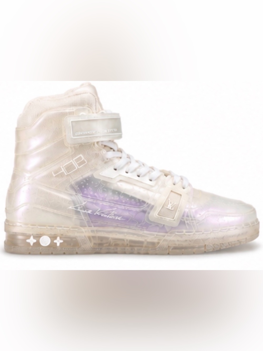 RARE 408 Louis Vuitton Translucent High-Top trainer Sneaker in Cream Purple